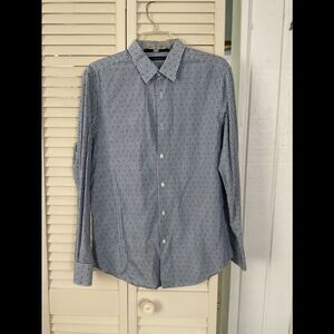 Perry Ellis long sleeve button down striped with dots shirt